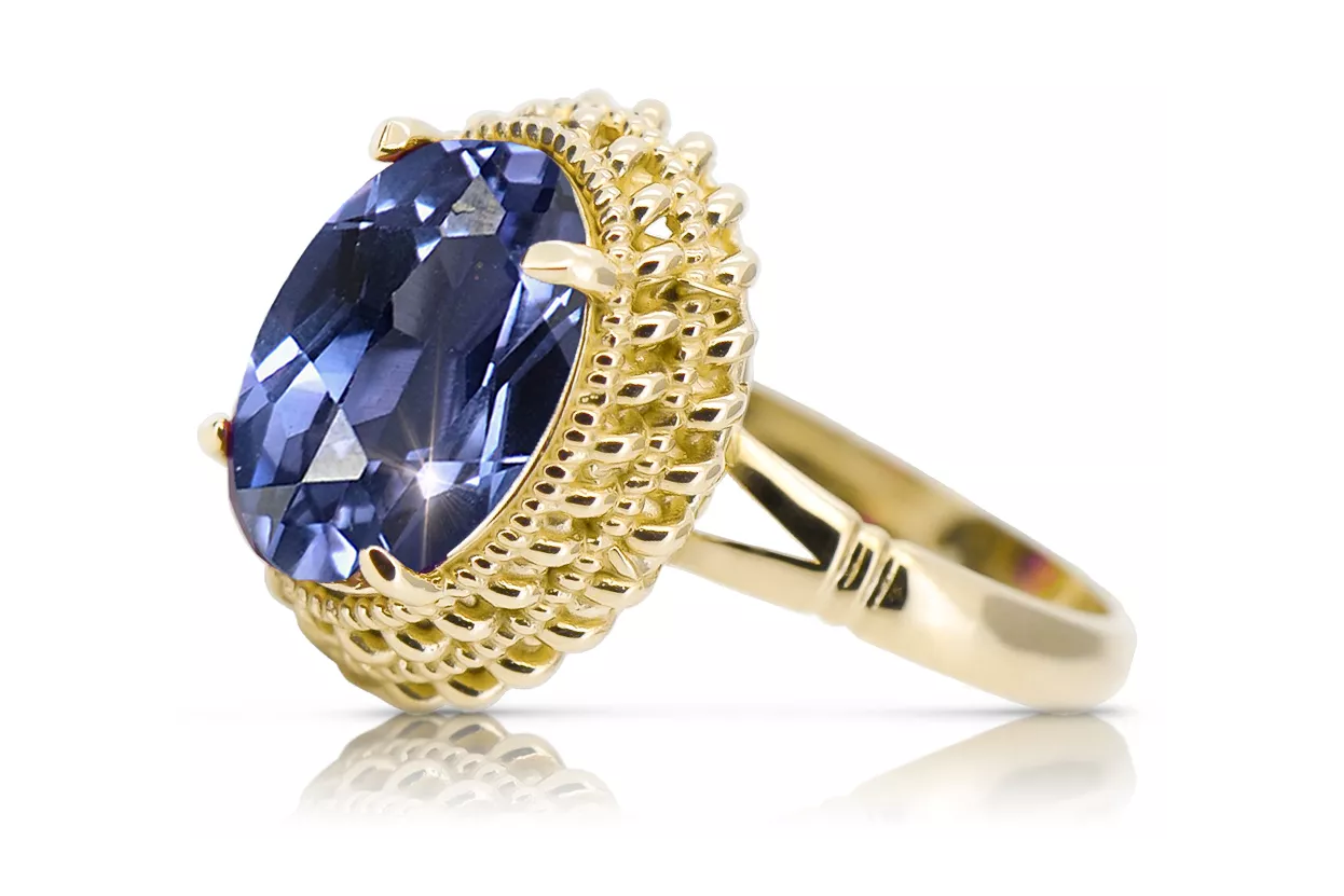 14 Karat Gelbgold Alexandrit Ring Vintage Handwerk vrc068y